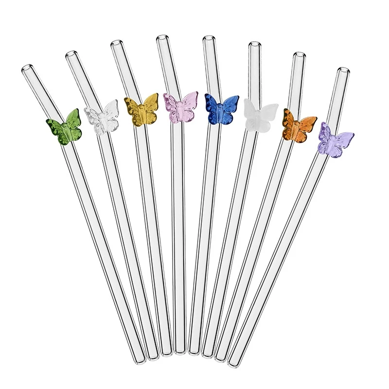 Reusable Straw - 4 szt. Szklane słomki wielokrotnego użytku