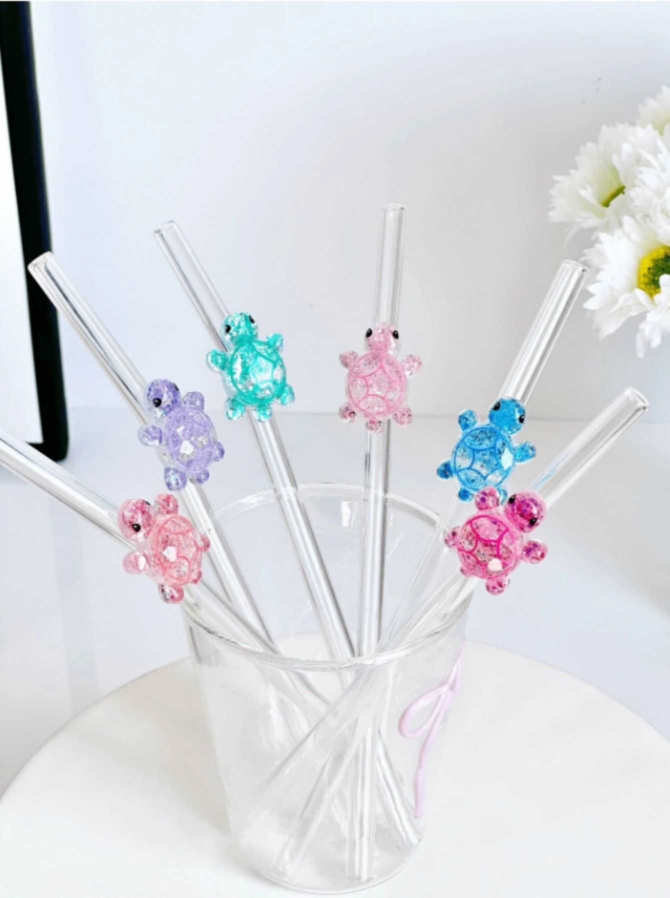 Reusable Straw - 1/3/6 SZT. Szklane słomki z motywem