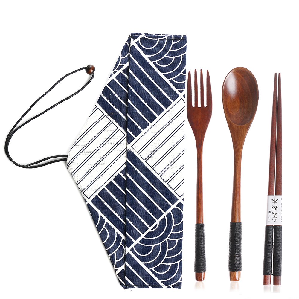 Bamboo Cutlery - Styl japoński zestaw sztućców przenośny drewniany