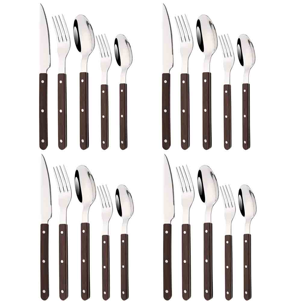 Bamboo Cutlery - 5/20 sztuk imitacja drewna srebrny zestaw